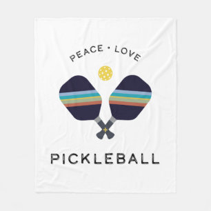 Peace Kärlek och Pickleball Stripe Paddles Fleecefilt