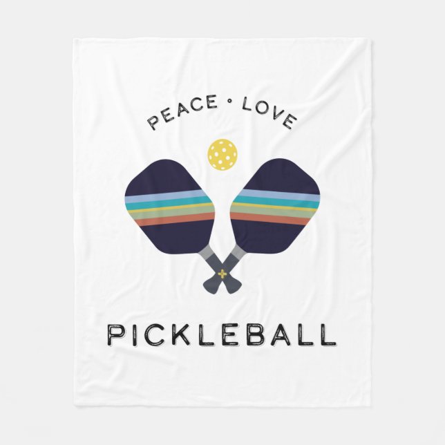 Peace Kärlek och Pickleball Stripe Paddles Fleecefilt (Framsidan)
