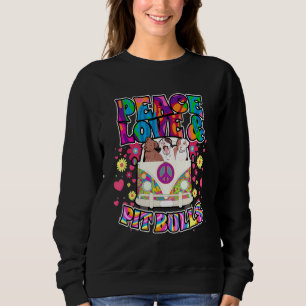 Peace Kärlek och Pit Bulls Hippie Beatnik Hund T Shirt