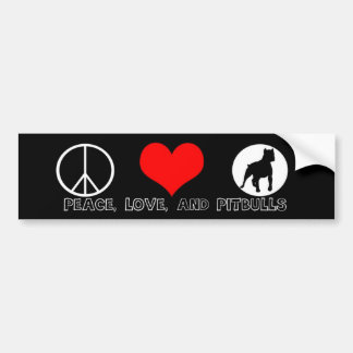Peace Kärlek och Pitbulls Bumper Sticker Red Heart Bildekal