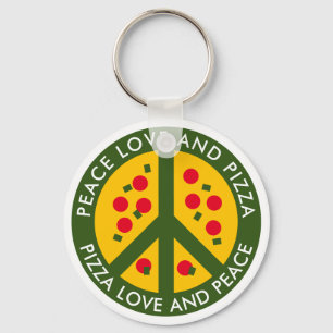 Peace Kärlek och Pizza lustig anpassningsbar pizze Nyckelring
