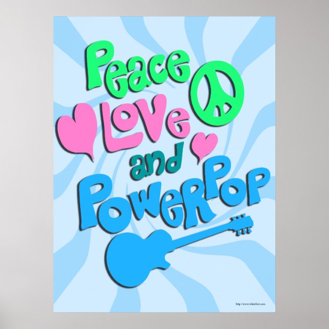 Peace Kärlek och Powerpop Roligt Muisc Tema Poster (Framsidan)