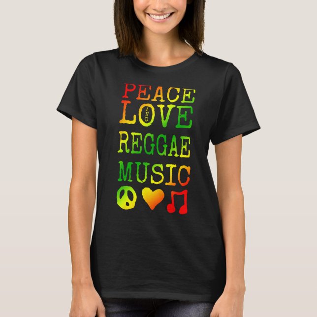 Peace, Kärlek och Reggae Music Shirt Reggae T (Framsida)