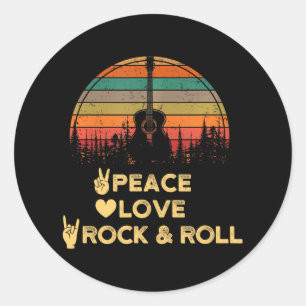Peace Kärlek och Rock N Roll Runt Klistermärke