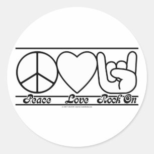 Peace Kärlek och RockOn Runt Klistermärke