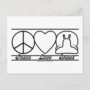 Peace Kärlek och Snigel Vykort