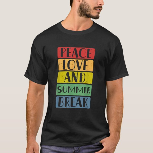 Peace Kärlek och Sommar Break Beach Vibes Sommar G T Shirt (Framsida)