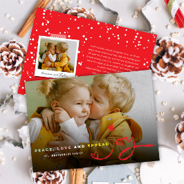 Peace Kärlek och Spread Joy Typography Modern Phot Julkort