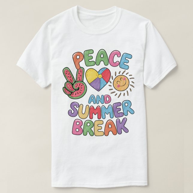 Peace Kärlek och Summer Break Shirt T (Design framsida)