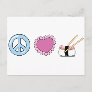 Peace Kärlek och Sushi Vykort