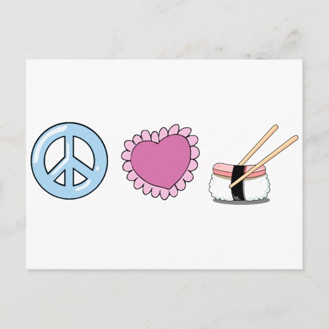 Peace Kärlek och Sushi Vykort (Framsida)