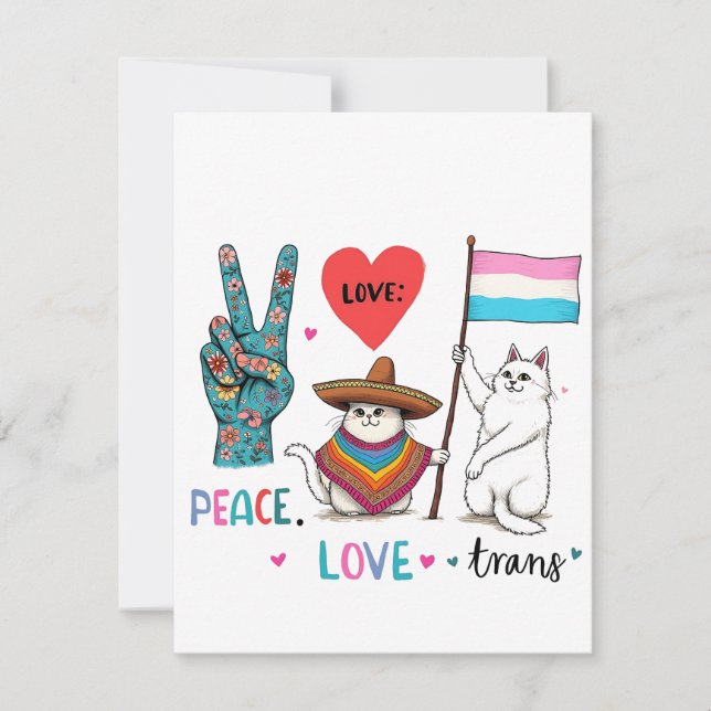 Peace Kärlek och Trans LGBTQ Transgender Anteckningskort (Framsida)