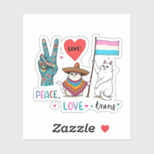 Peace Kärlek och Trans LGBTQ Transgender Klistermärken