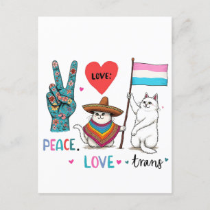 Peace Kärlek och Trans LGBTQ Transgender Meddelande Vykort