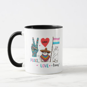 Peace Kärlek och Trans LGBTQ Transgender Mugg