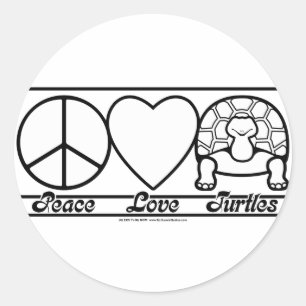 Peace Kärlek och Turtles Runt Klistermärke