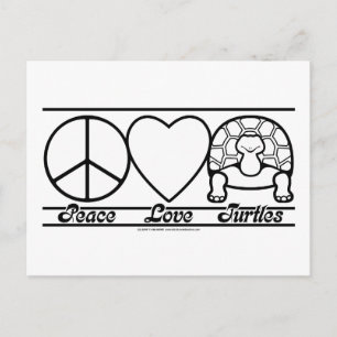 Peace Kärlek och Turtles Vykort