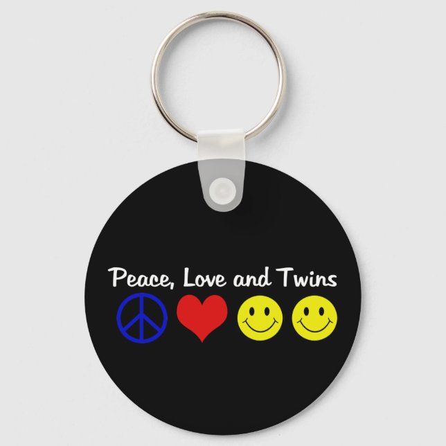 Peace Kärlek och Twillingar Nyckelring (Framsida)