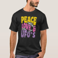 Peace Kärlek och Ufos Vintage Groovy Retro Ufo