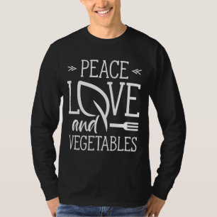 Peace Kärlek och Vegetables Vegetarian Garden Vegg T Shirt