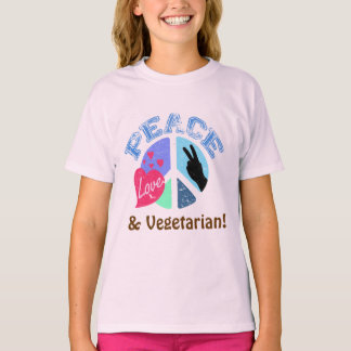 Peace Kärlek och Vegetarian Tee Shirt