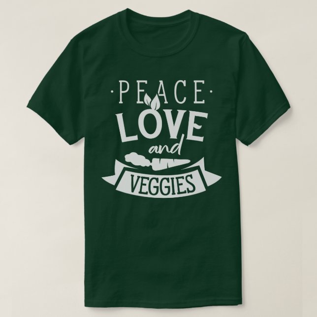 Peace Kärlek och Veggies Vegetarian Vegetables Pla T Shirt (Design framsida)