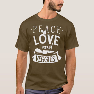Peace Kärlek och Veggies Vegetarian Vegetables Pla T Shirt