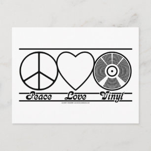 Peace Kärlek och Vinyl Vykort
