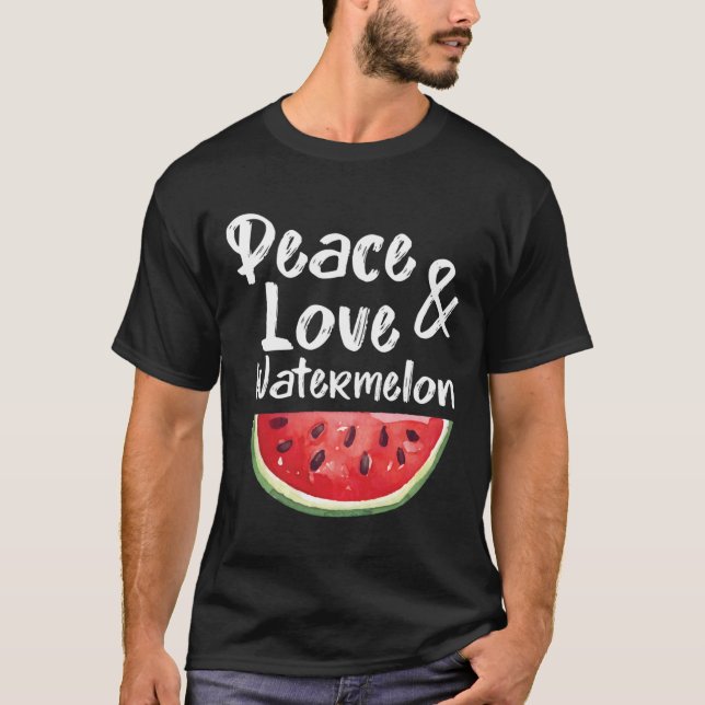 Peace Kärlek och Watermelon Funny Tropical Summer  T Shirt (Framsida)