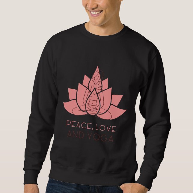 Peace Kärlek och Yoga Yoga Asana Namaste Yoga Life Lång Ärmad Tröja (Framsida)