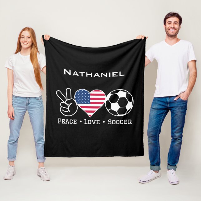 Peace Kärlek-ockupanten USA Blanket med Namn Fleecefilt (På plats)