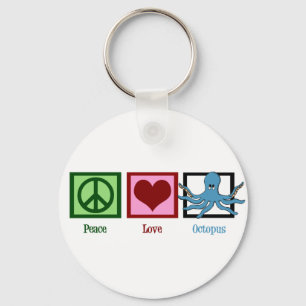 Peace Kärlek Octopus Nyckelring