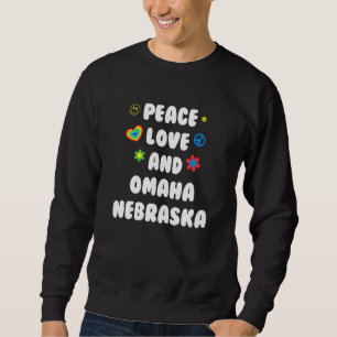 Peace Kärlek Omaha Nebraska Patriotic Ne Patriotis Lång Ärmad Tröja
