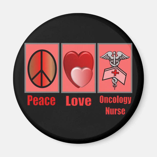 Peace Kärlek ONCOLOGY Nurse Magnet (Framsidan)