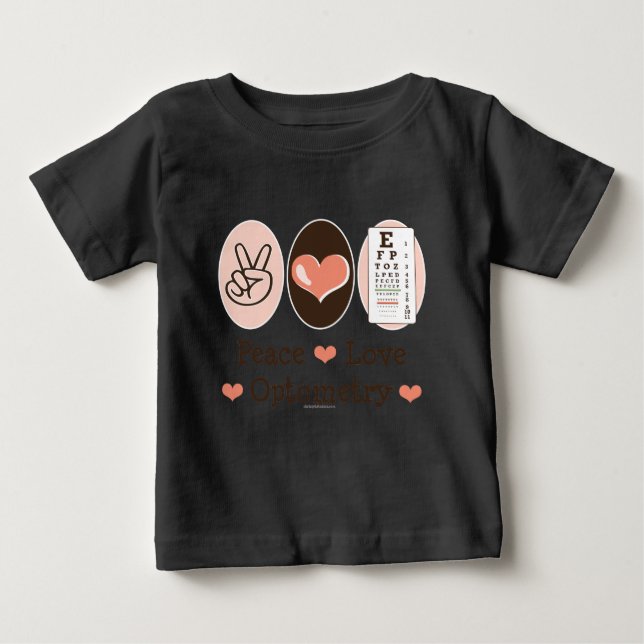 Peace Kärlek Optometry Optometrist Baby Bodykosti Tee Shirt (Framsida)