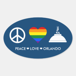 PEACE KÄRLEK ORLANDO OVALT KLISTERMÄRKE