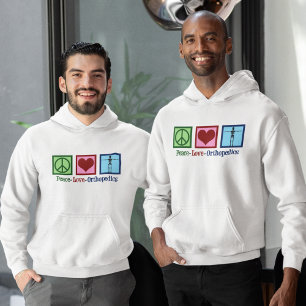 Peace Kärlek Orthopedics Cute Orthopedist Hoodie
