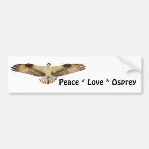 Peace Kärlek Osprey-fågel Bumper Sticker Bildekal