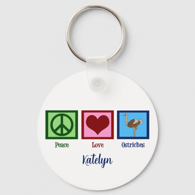 Peace Kärlek Ostriches Nyckelring (Framsida)