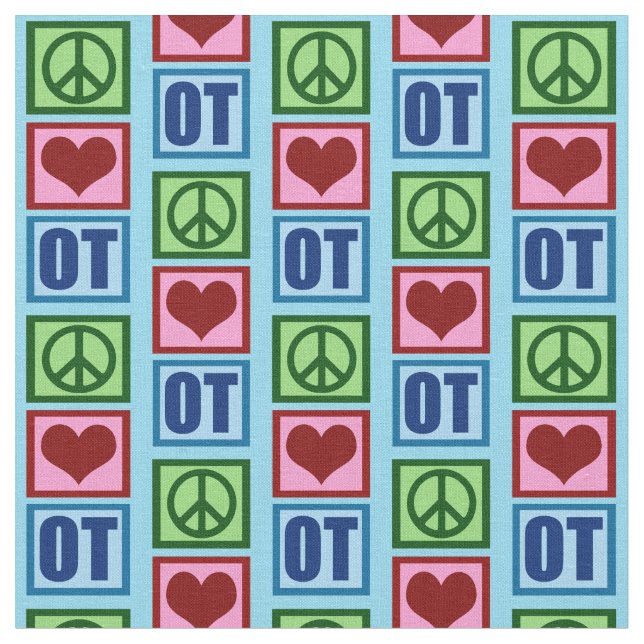 Peace Kärlek OT Cute Occupation Therapy Mönster Tyg (Närbild)
