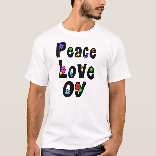 Peace Kärlek Oy Jewish Hippie T-shirt (Framsida)