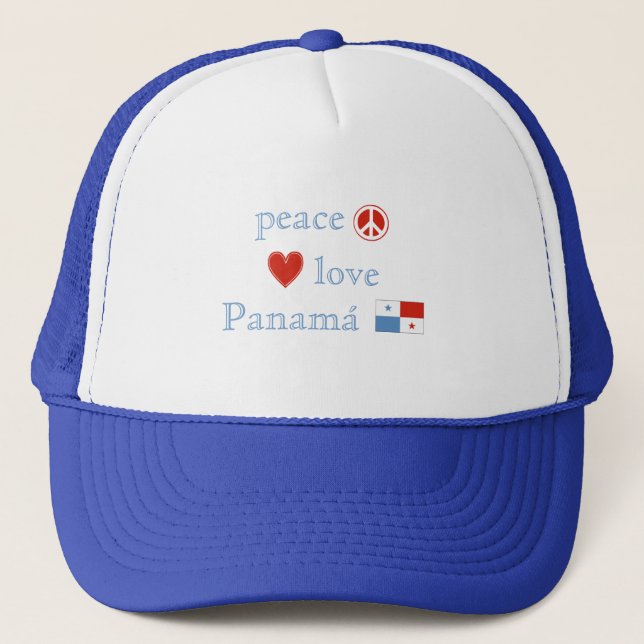 Peace Kärlek Panama Heart Panamanian Flagga Truckerkeps (Framsida)