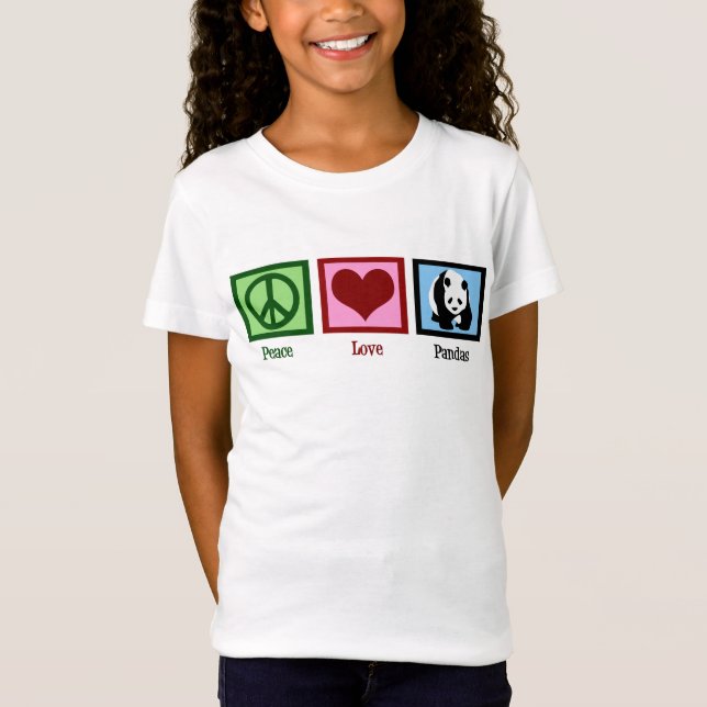 Peace Kärlek Pandas Cute Zoo Kids T-shirt (Framsida)
