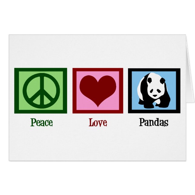 Peace Kärlek Pandas Hälsningskort (Framsidan Horizontal)