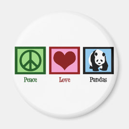 Peace Kärlek Pandas Magnet
