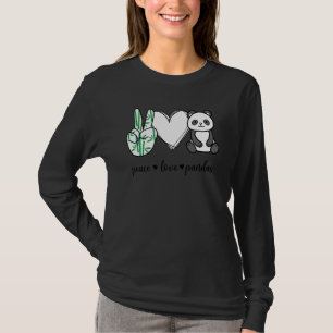 Peace Kärlek Pandas Peace Hand and Sigand Pandas A T Shirt