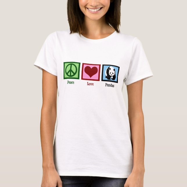 Peace Kärlek Pandas T-shirt (Framsida)