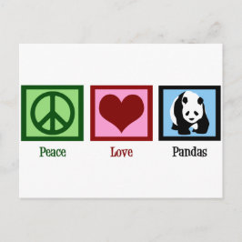 Peace Kärlek Pandas Vykort