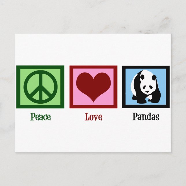 Peace Kärlek Pandas Vykort (Framsida)