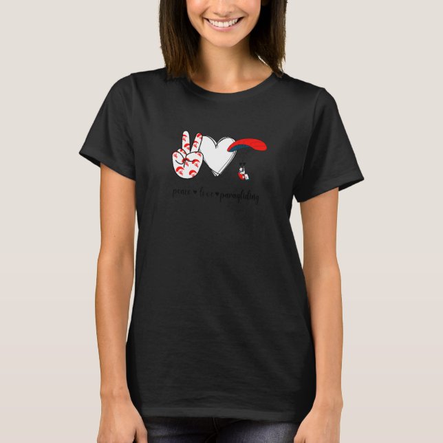 Peace Kärlek paragliding Peace Hand Sign Paraglidi T Shirt (Framsida)